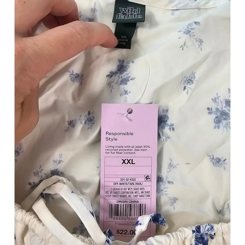NWT XXL floral milkmaid crop peasant midi top long sleeve cottagecore coquette - Picture 8 of 10